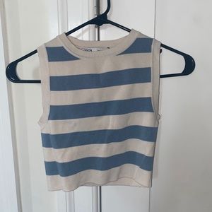 Zara striped white & blue tank top